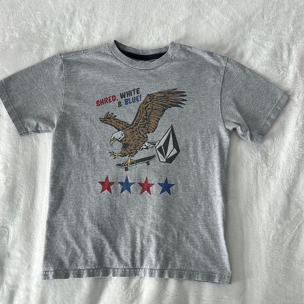 Volcom Gray Short Sleeve Tee with Eagle Design